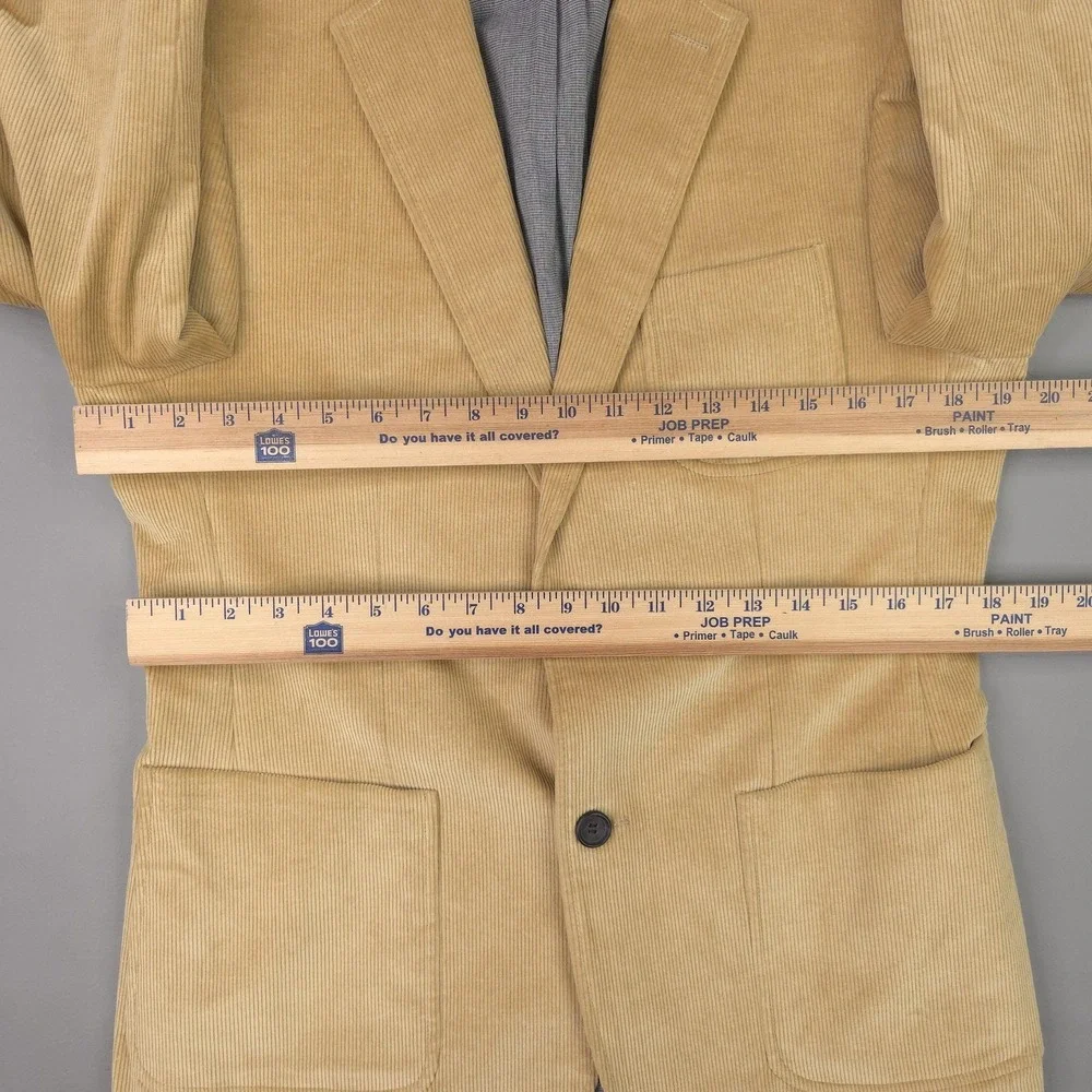 Frank & Oak Blazer Mens 38-40 Beige Cotton Corduroy Slim Sport Coat Jacket Fall